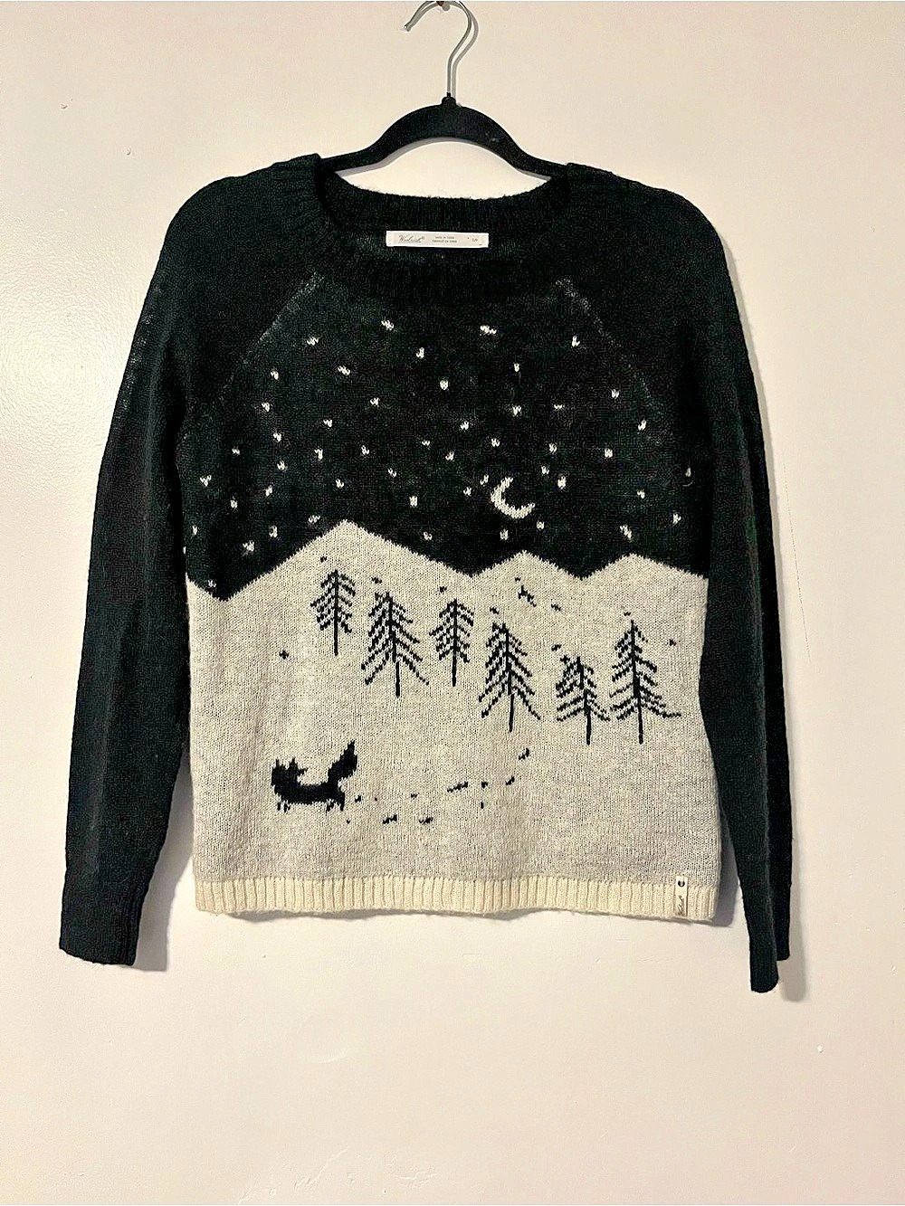 Woolrich Wool-Mohair Blend - Snowy Fox Forest Crewneck Sweater Size Small